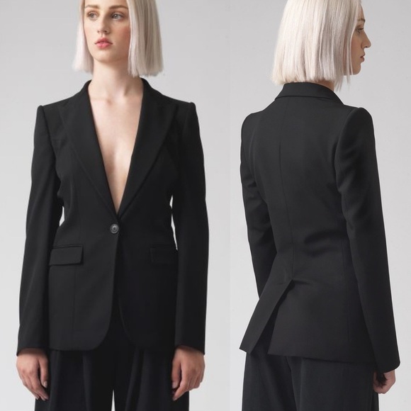 Katharine Hamnett Sofia Black Virgin Wool Blazer One Button Fitted Lapel Size XS - Picture 1 of 9